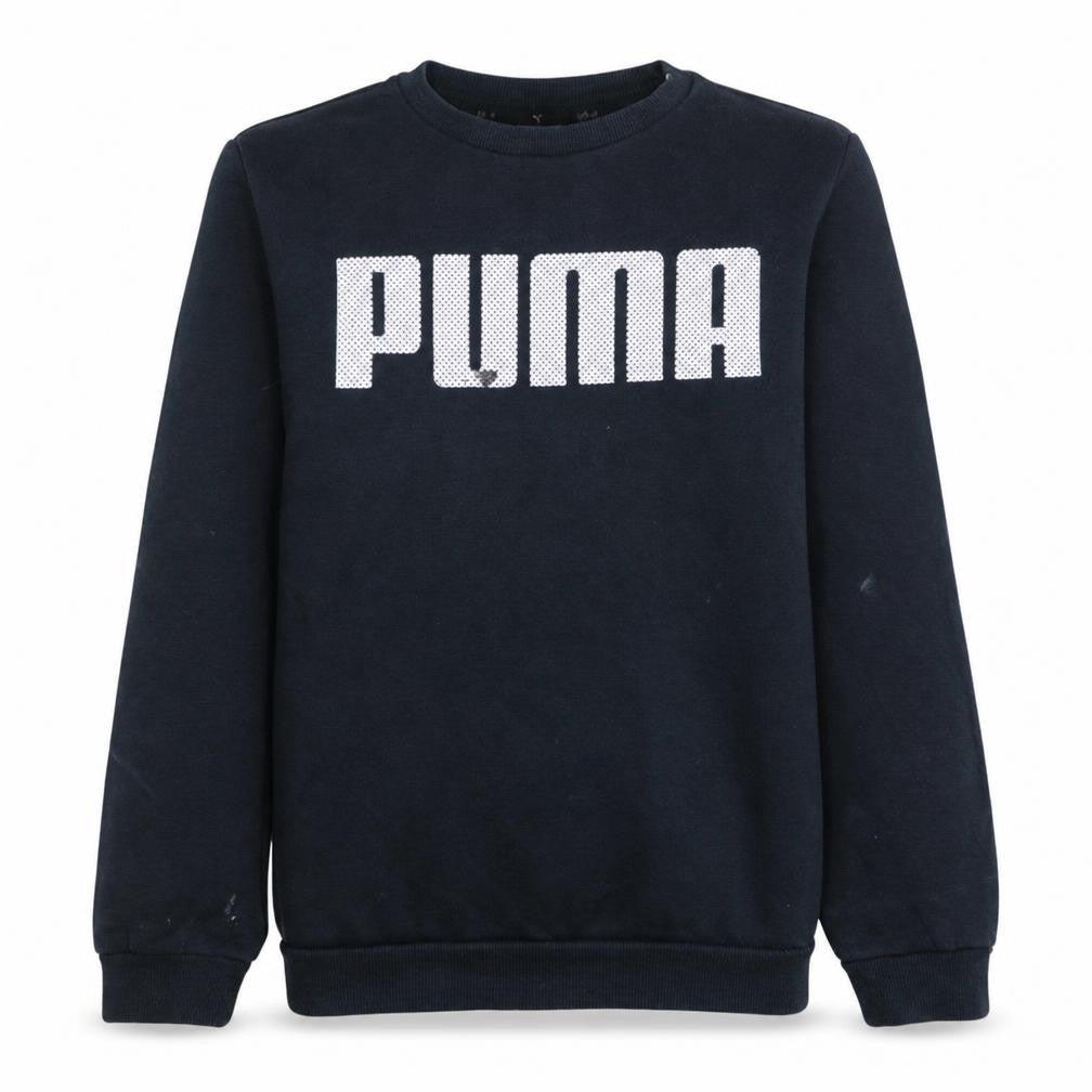 Puma Boys Black Crew Neck Pullover Sweatshirt 14-15 Years Logo Fleece
