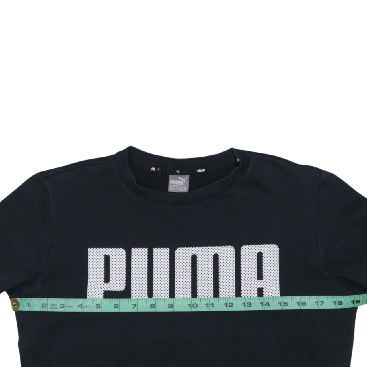 Puma Boys Black Crew Neck Pullover Sweatshirt 14-15 Years Logo Fleece