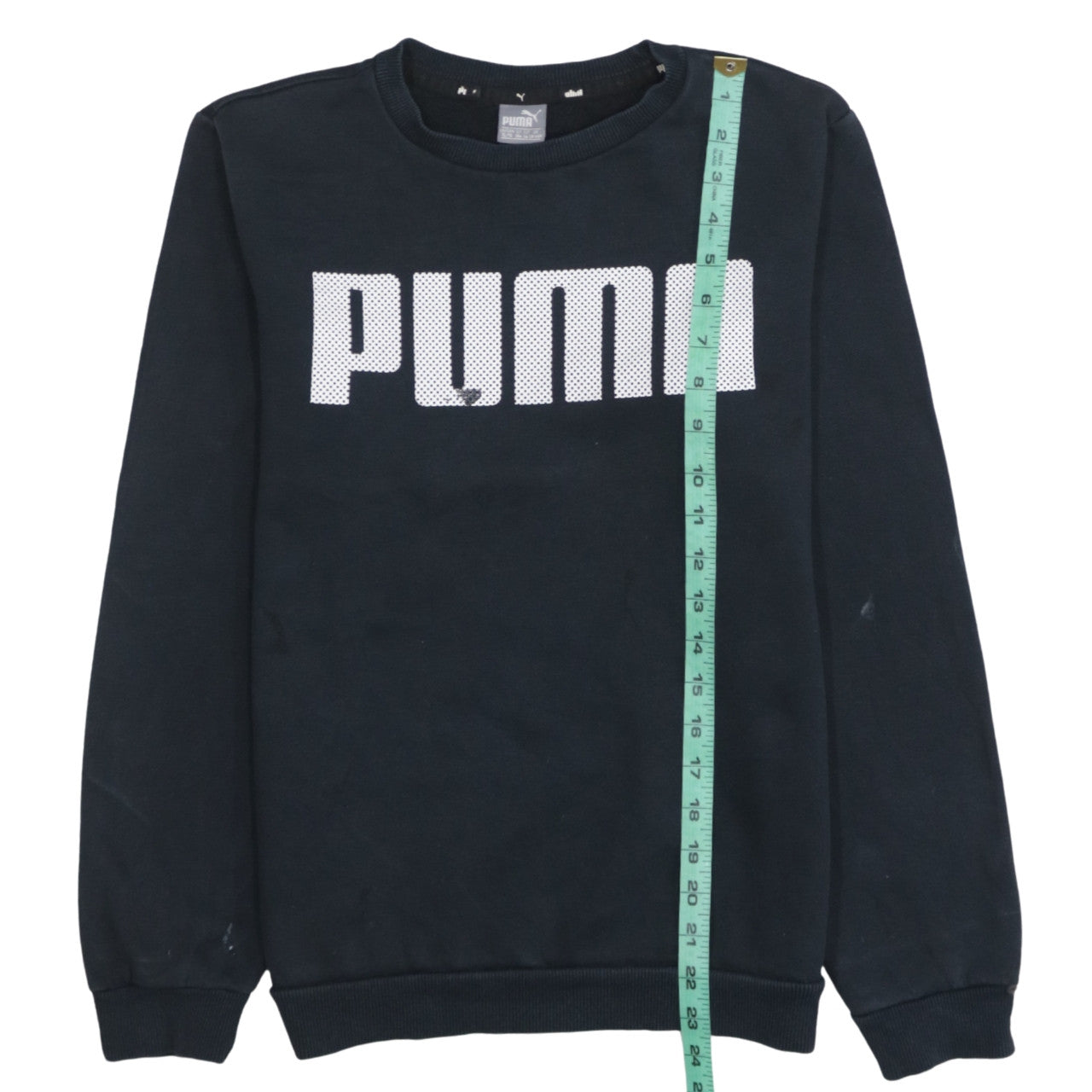 Puma Boys Black Crew Neck Pullover Sweatshirt 14-15 Years Logo Fleece