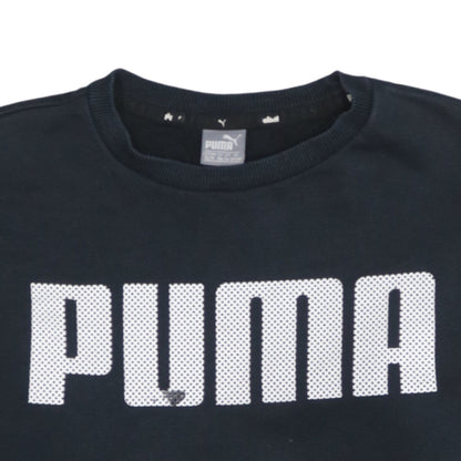 Additional view of Puma boys’ black crew neck pullover sweatshirt 14-15 years logo fleece