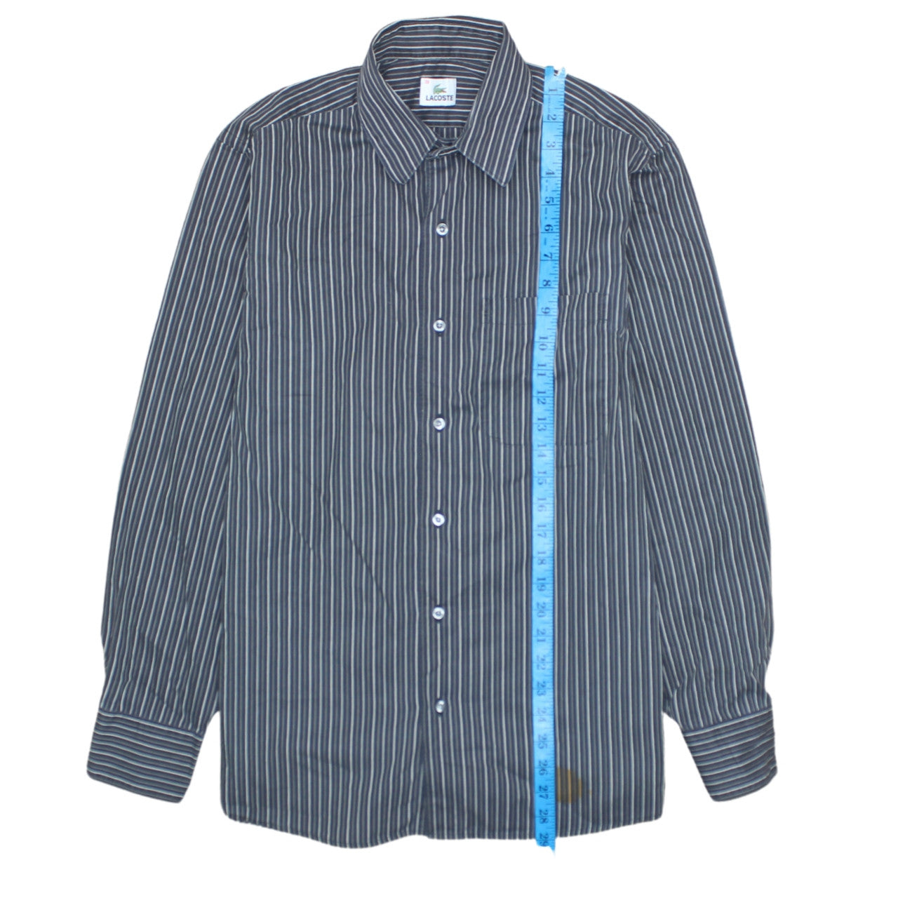 Lacoste Men's Blue Striped Button-Up Long Sleeve Shirt Size 39 M