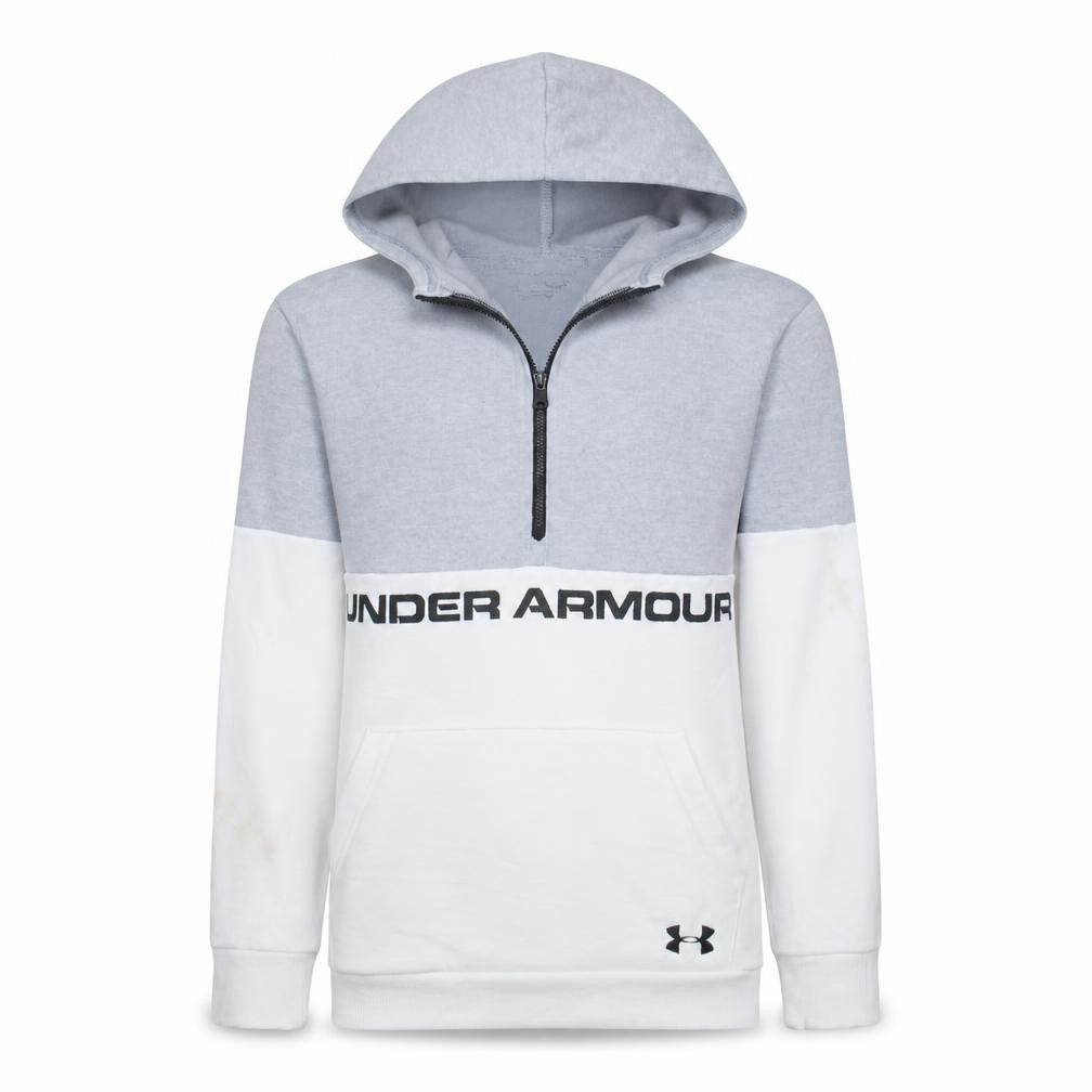 Under Armour Boys Grey Colourblock 1/4 Zip Hoodie Size 14-15 Years