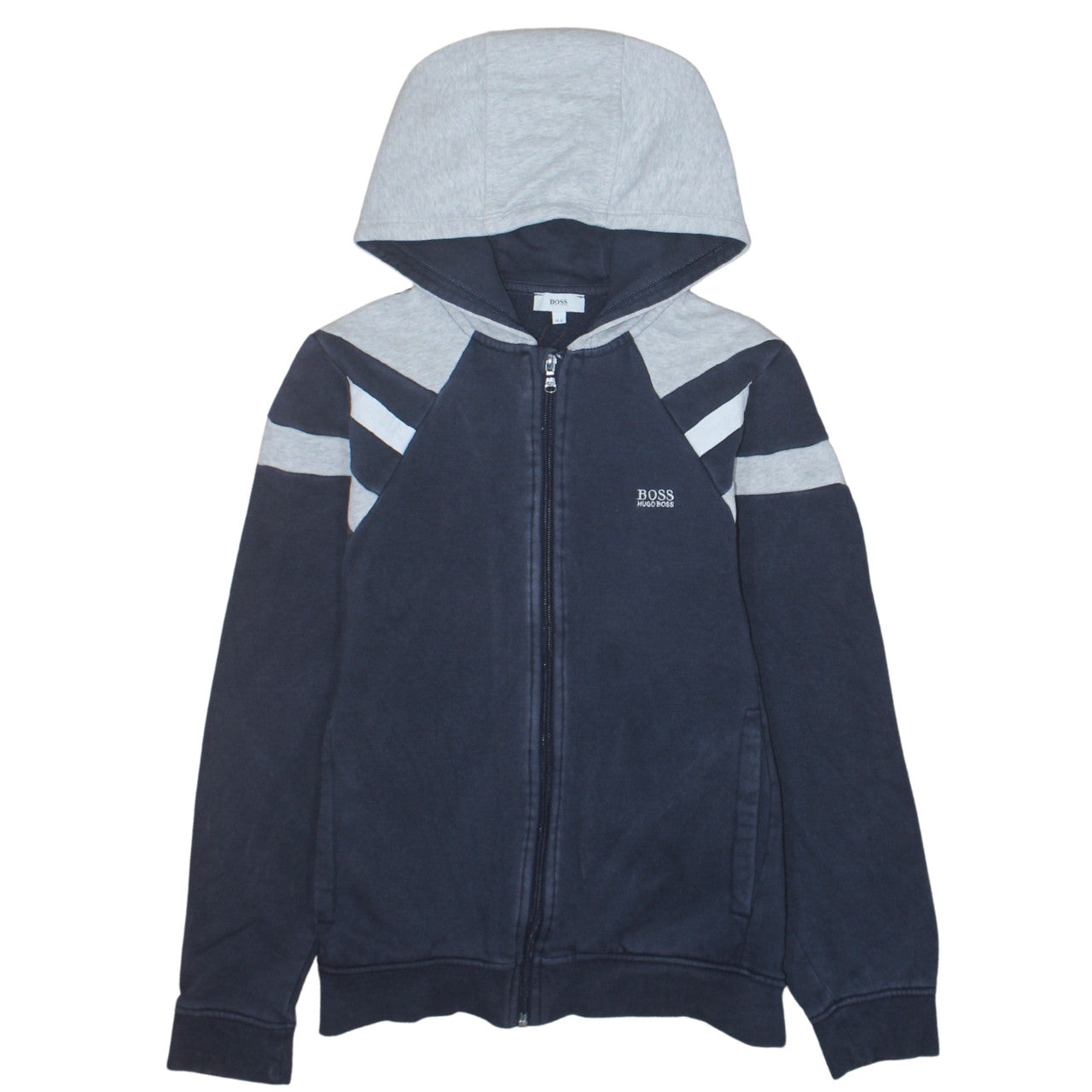 Hugo Boss Boys Navy & Grey Full Zip Hoodie Size 14 Years Classic Fit