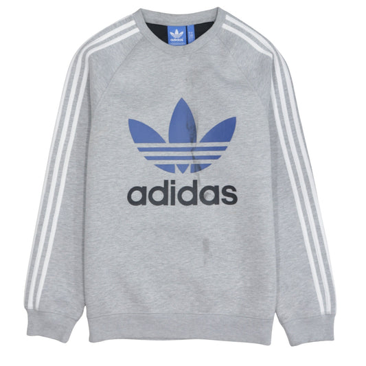 Adidas Men's Grey Crew Neck Graphic Pullover Sweatshirt M
