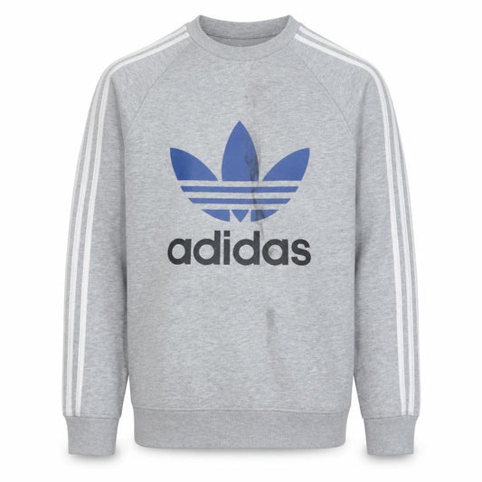 Adidas Men's Grey Crew Neck Graphic Pullover Sweatshirt M
