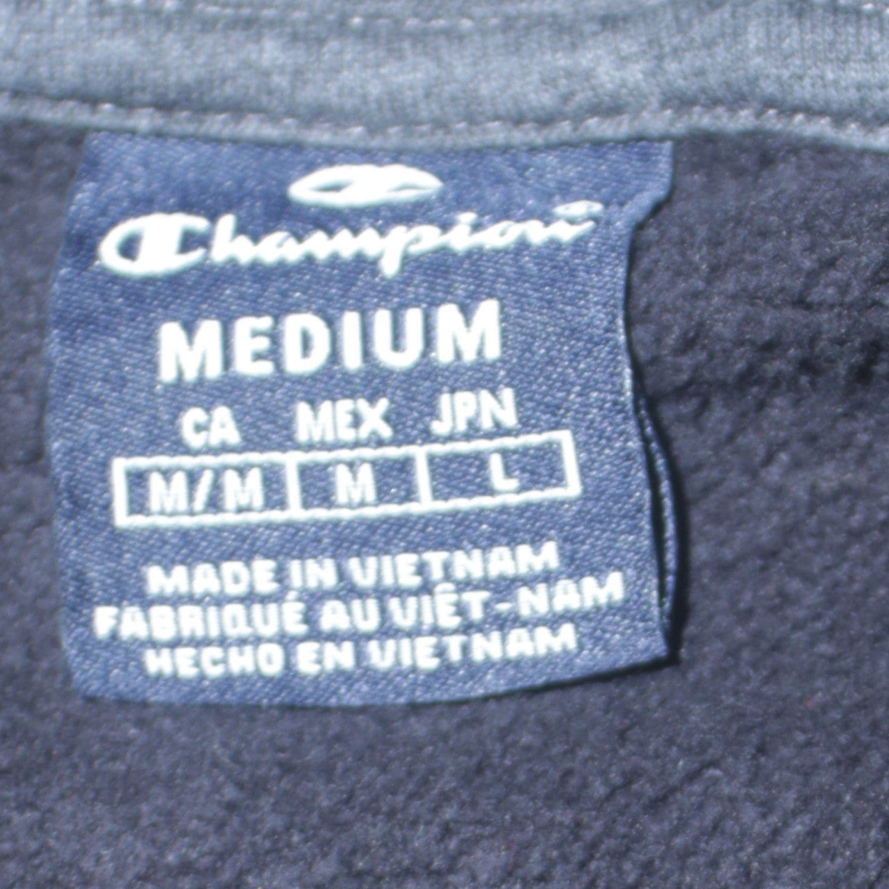 Champion Men's Black Medium Full Zip Hoodie Logo Fleece