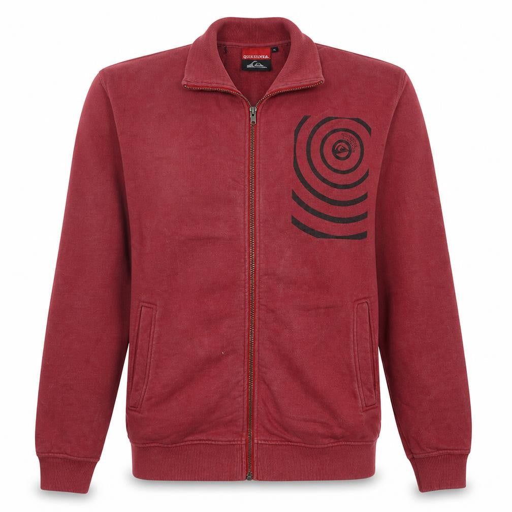 Quiksilver Mens Red Full Zip Sweatshirt M Surf Graphic Jacket