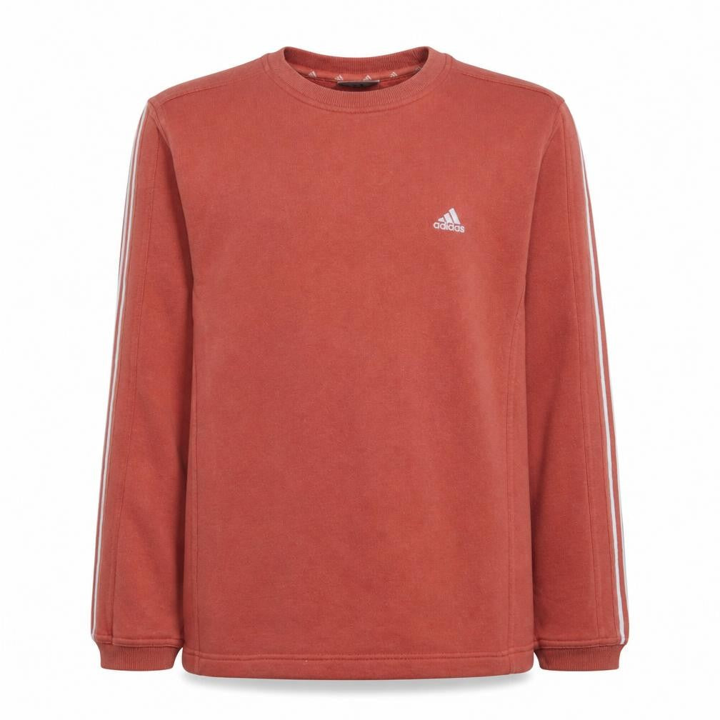 Adidas Boys Red Fleece Pullover Sweatshirt Size 140 Long Sleeve Logo Top