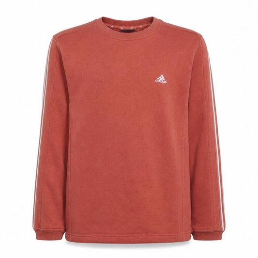 Adidas Boys Red Fleece Pullover Sweatshirt Size 140 Long Sleeve Logo Top