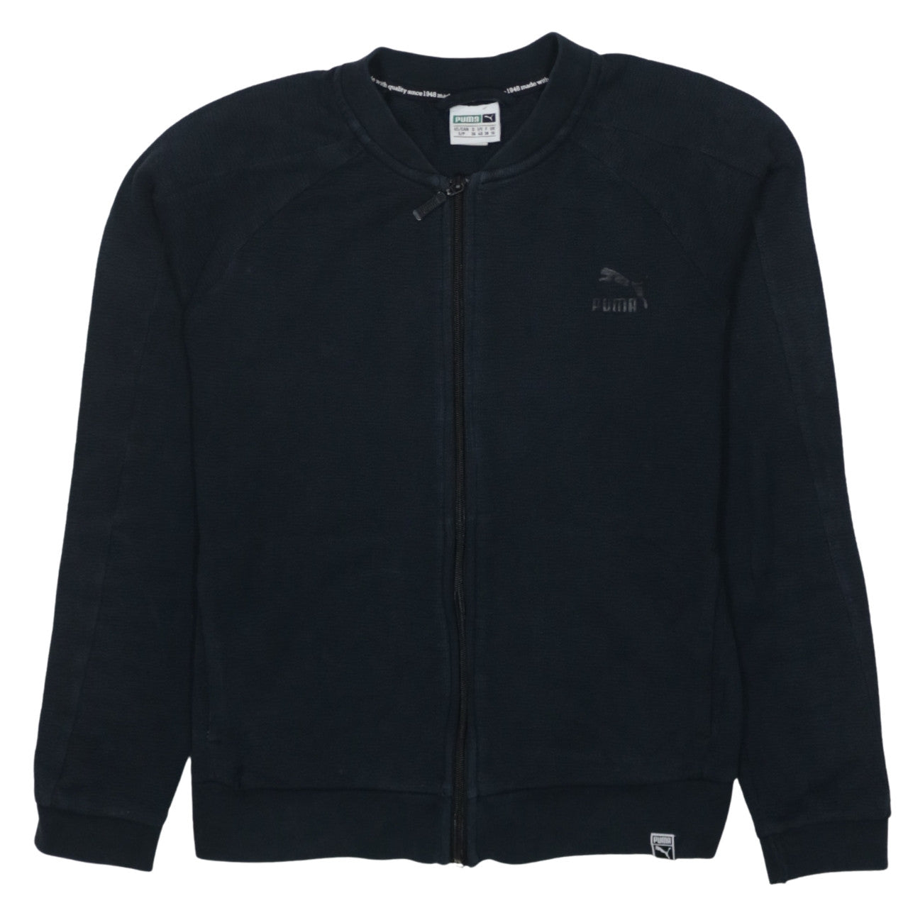 Puma Women Black Full Zip Sweatshirt Size 10 Casual Logo