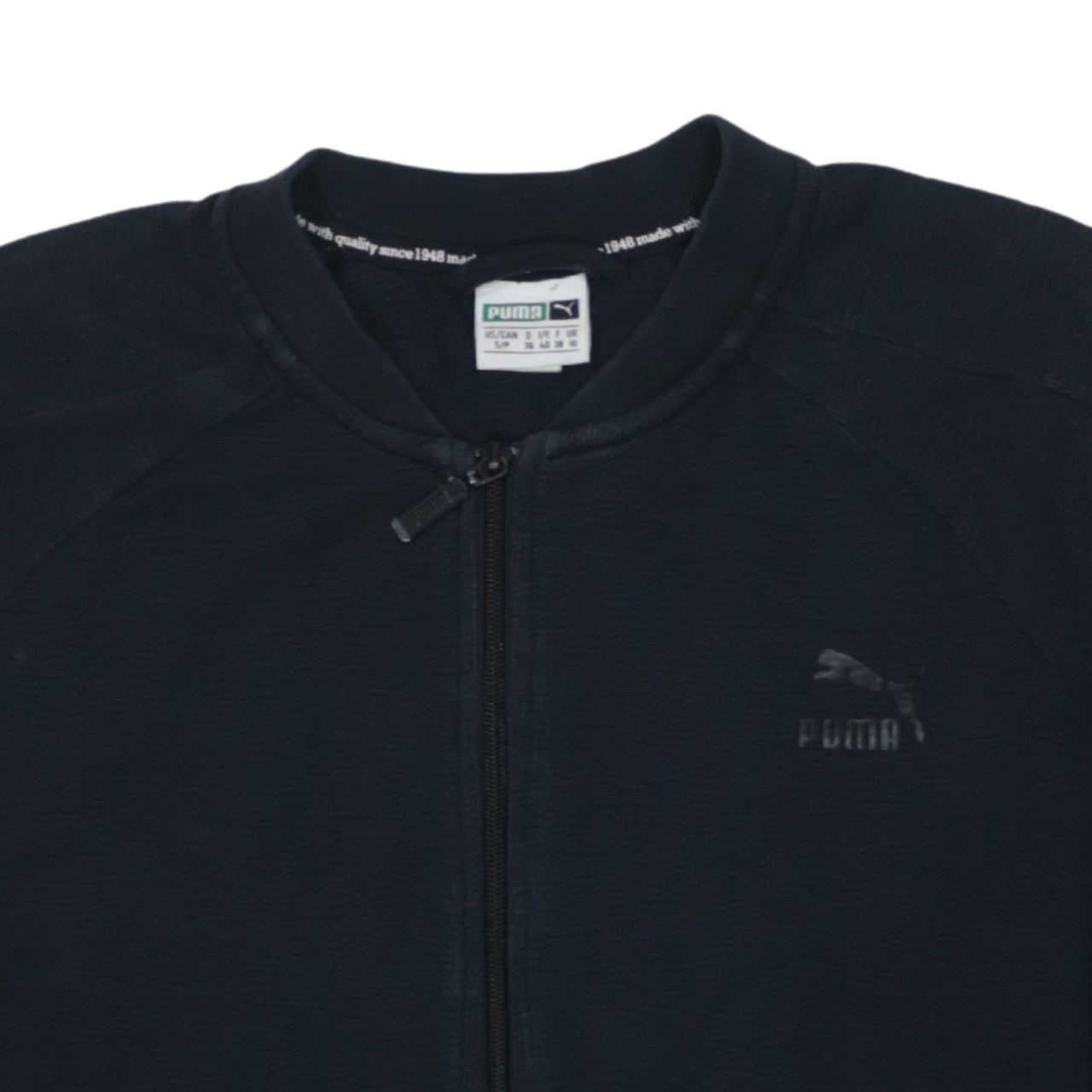 Puma Women Black Full Zip Sweatshirt Size 10 Casual Logo