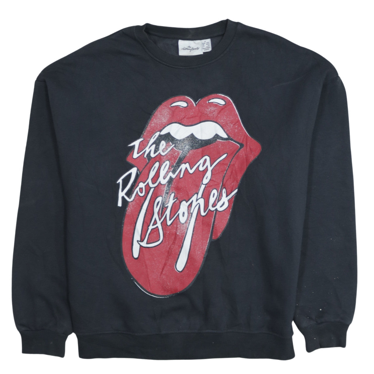 The Rolling Stones Womens Black Small Pullover Sweatshirt Graphic Print