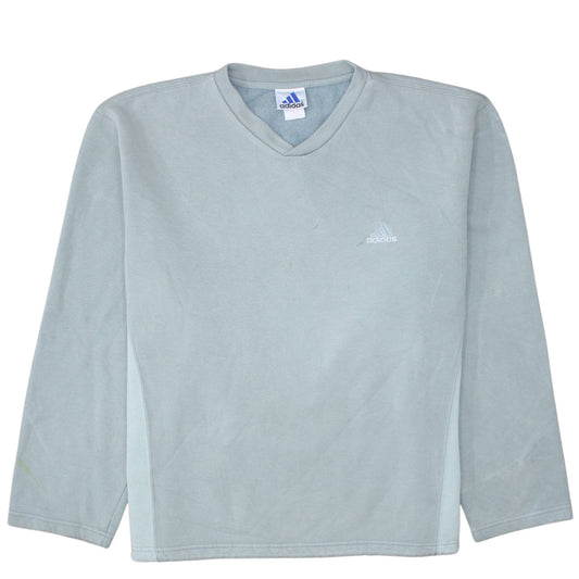Adidas Men’s Grey V-Neck Pullover Sweatshirt L Sportswear