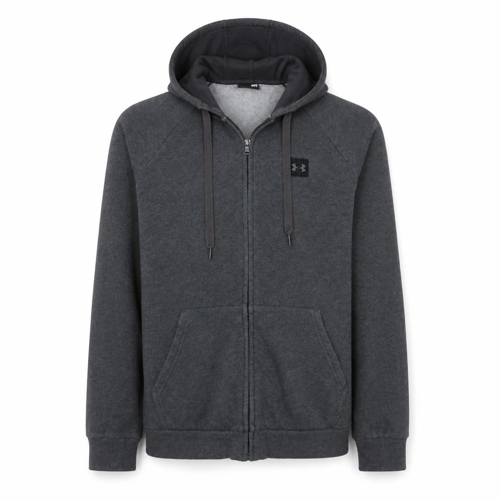 Under Armour Men's Grey Full Zip Hoodie Size L Fleece Hooded Sweatshirt