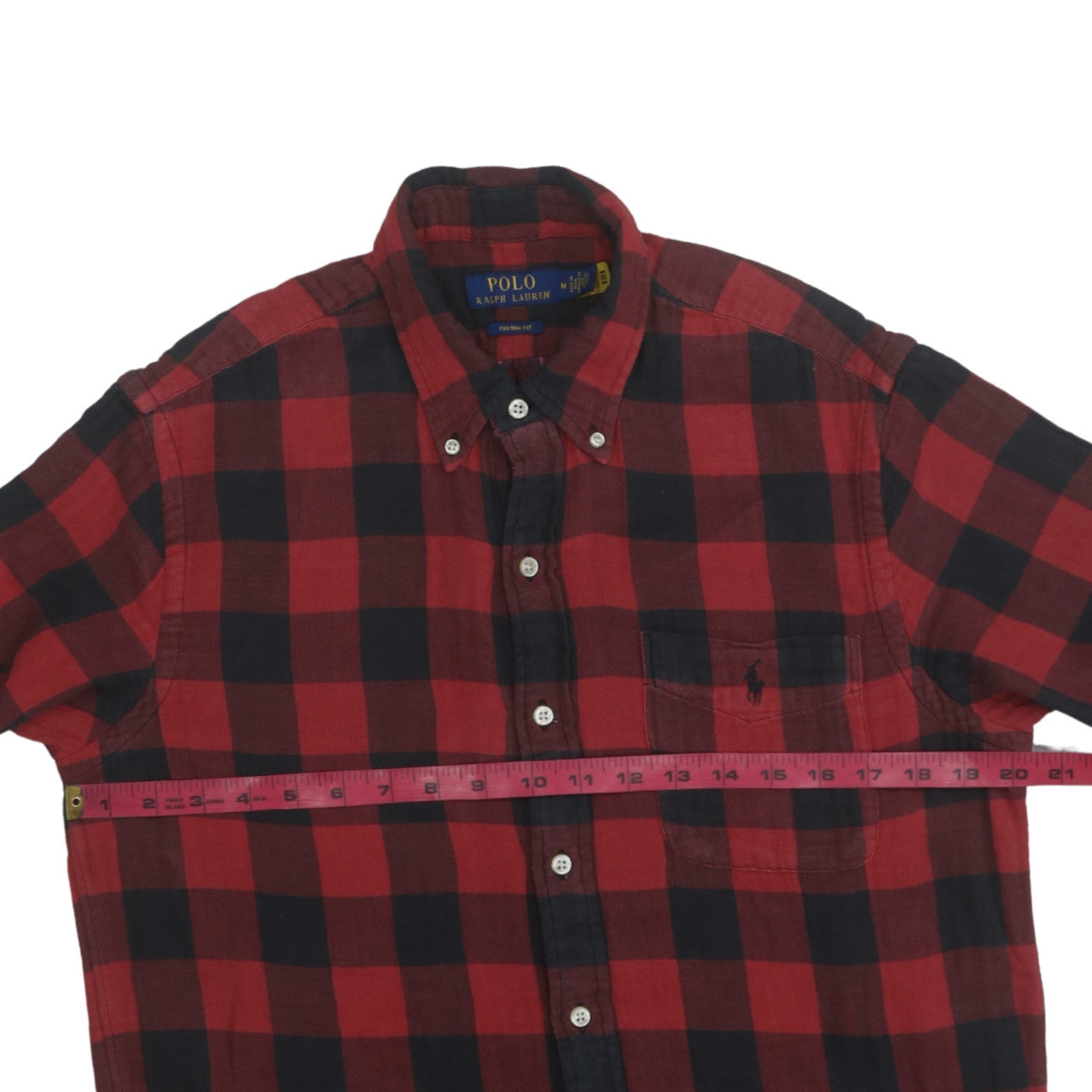 Ralph Lauren Men's Red Check Slim Fit Flannel Cotton Shirt M