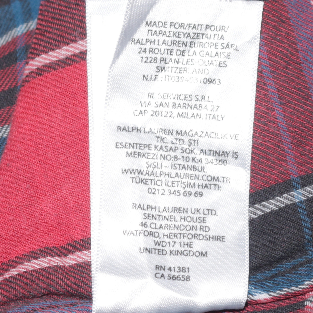Ralph Lauren Men's Red Check Slim Fit Flannel Cotton Shirt M
