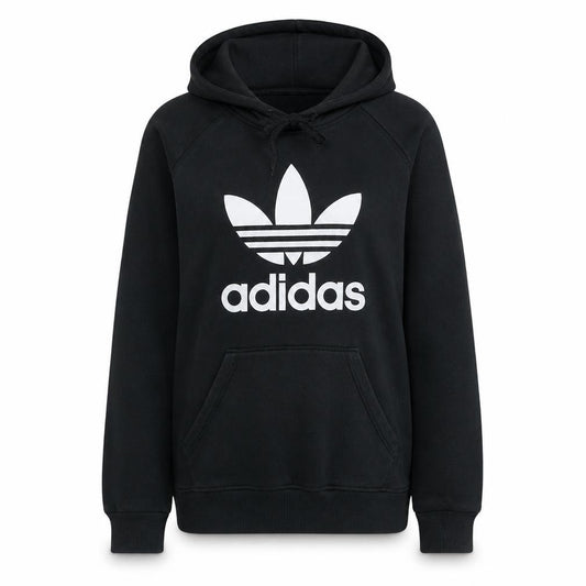 Adidas Womens Black Small Pullover Hoodie with Logo Print