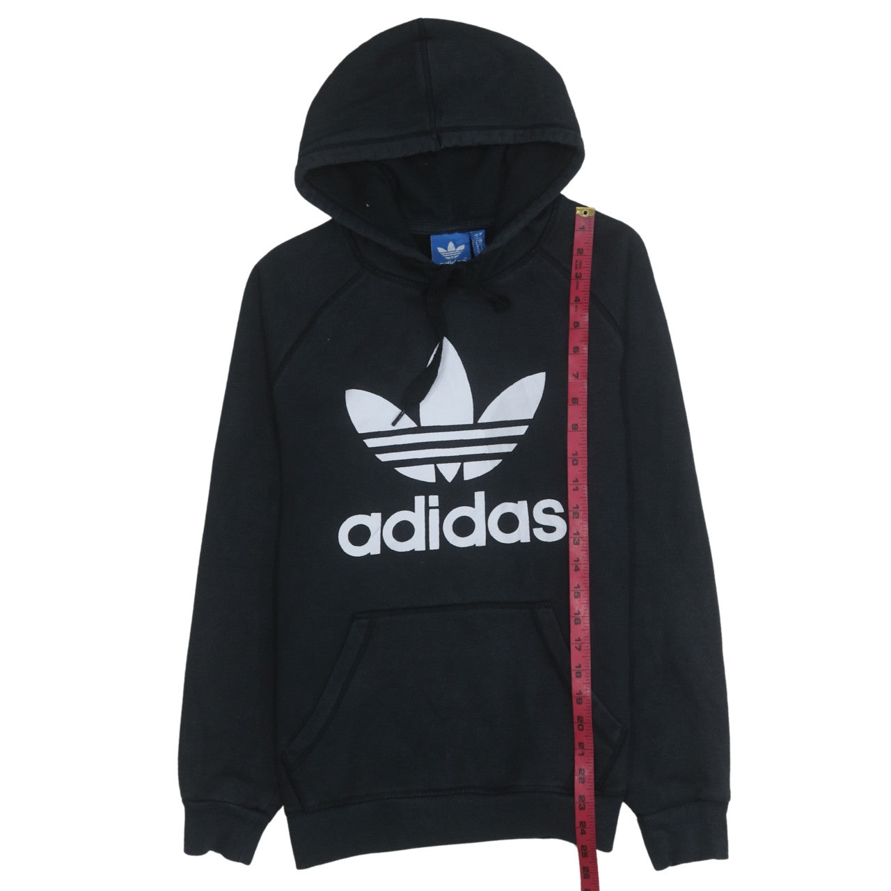 Adidas Womens Black Small Pullover Hoodie with Logo Print