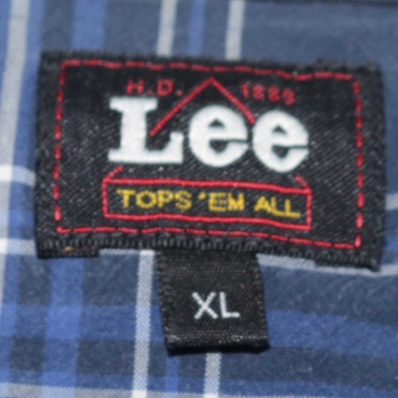 Lee Men's Blue Plaid Cotton Long Sleeve Button-Up Western Shirt XL