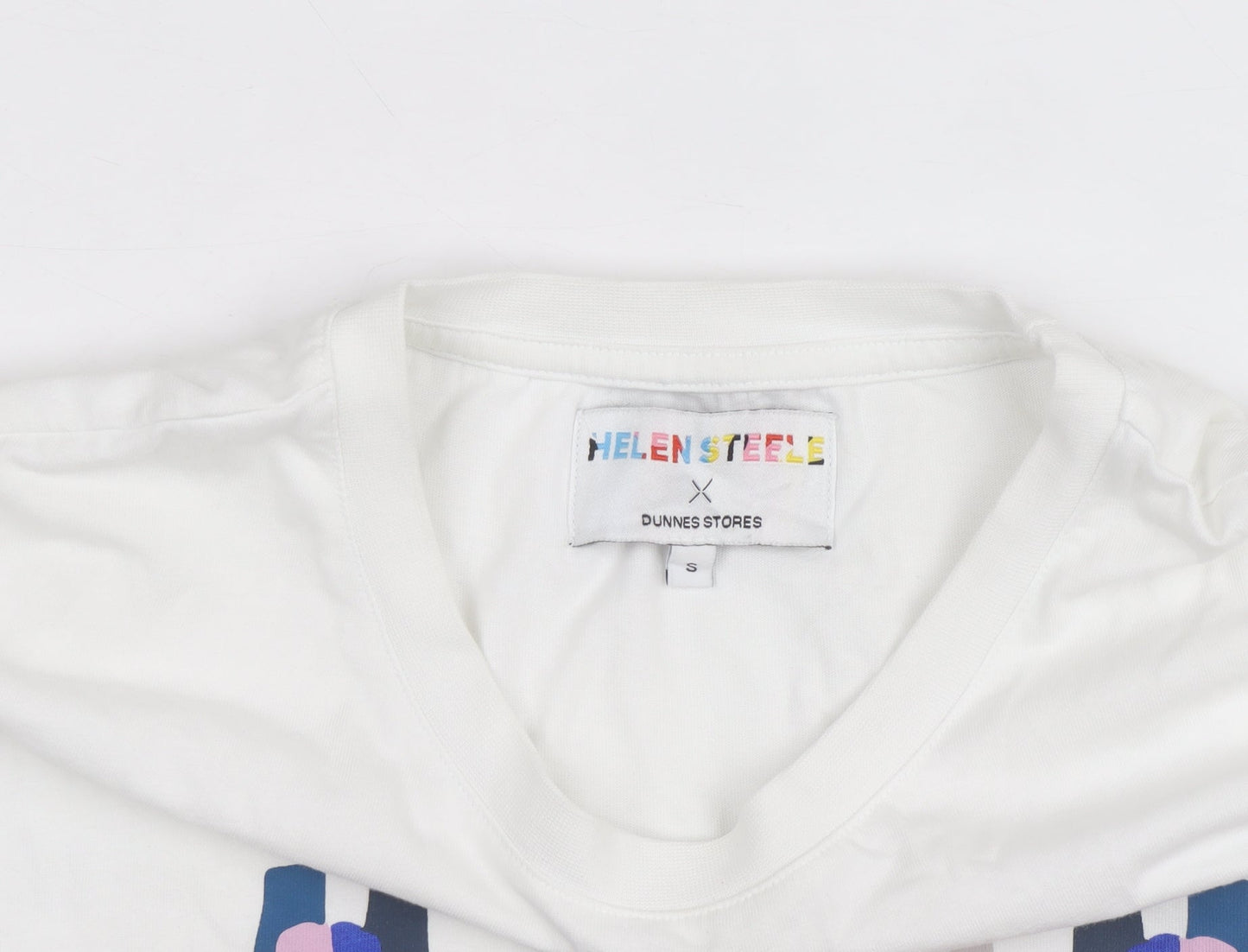 Helen Steele x Dunnes Stores Men's White Graphic Cotton T-Shirt Size S