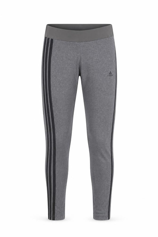 Adidas Women Grey Side Stripe Cotton Leggings M Slim Fit Activewear