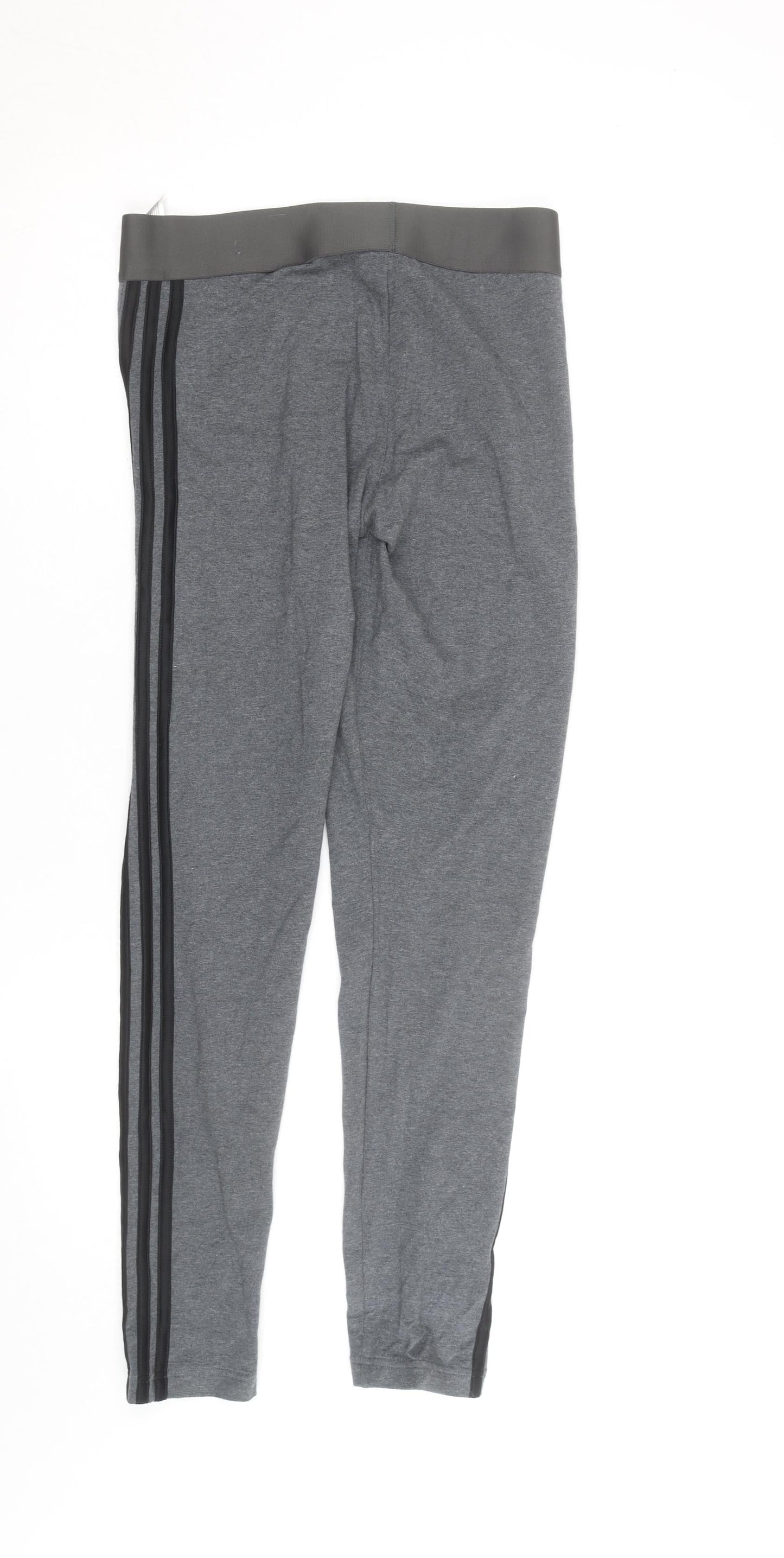 Adidas Women Grey Side Stripe Cotton Leggings M Slim Fit Activewear