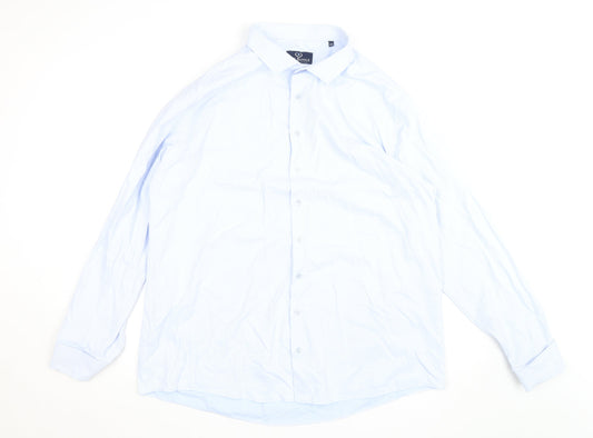 Jack Doyle Men's Blue 4XL Striped Long Sleeve Formal Dress Shirt