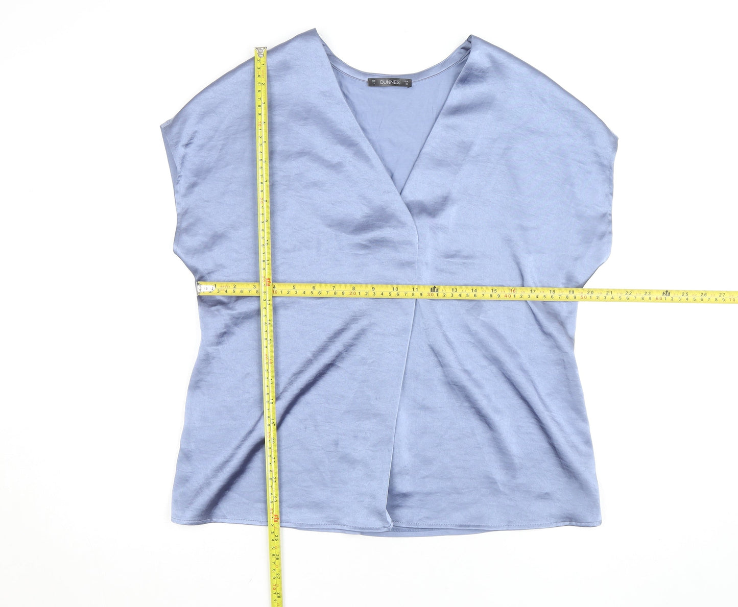 Dunnes Women’s Blue Wrap V-Neck Short Sleeve Blouse Size 12
