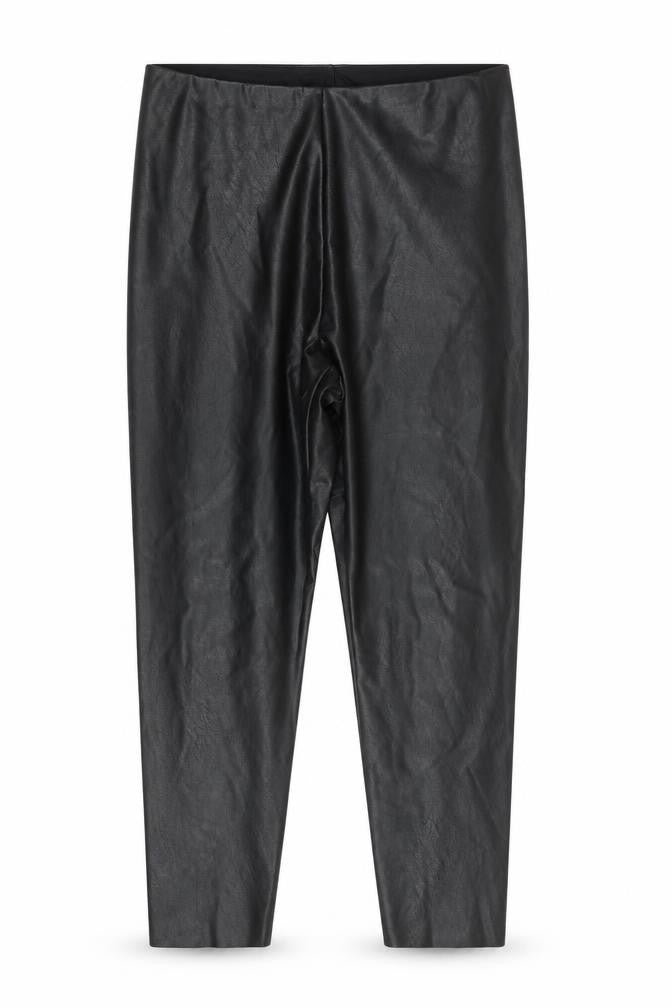 Gallery Womens Black Faux Leather Leggings Size 16 Stretch High Rise