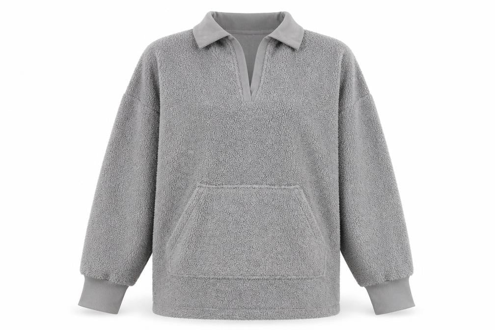 John Lewis Women Grey Fleece Pullover Collared Jumper S