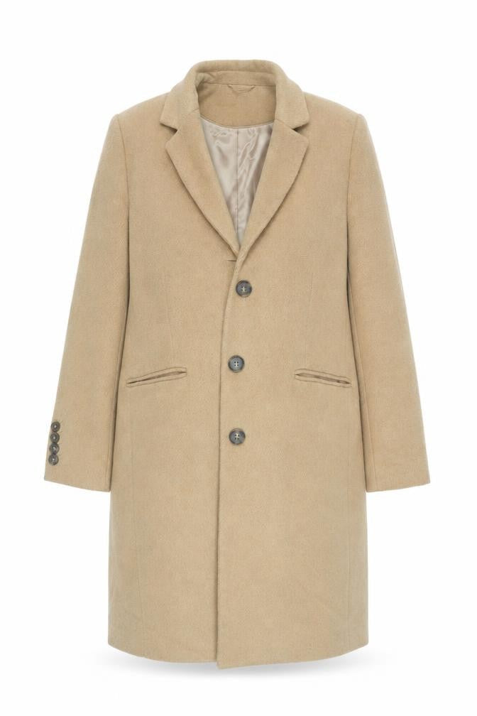 Gallery Women's Beige Wool Blend Long Coat Size 14 Classic Overcoat