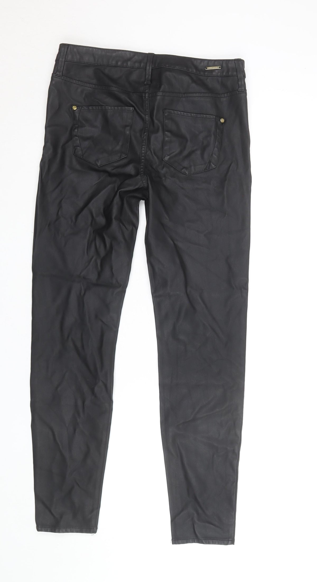 River Island Women's Black Faux Leather Skinny Trousers Size 12