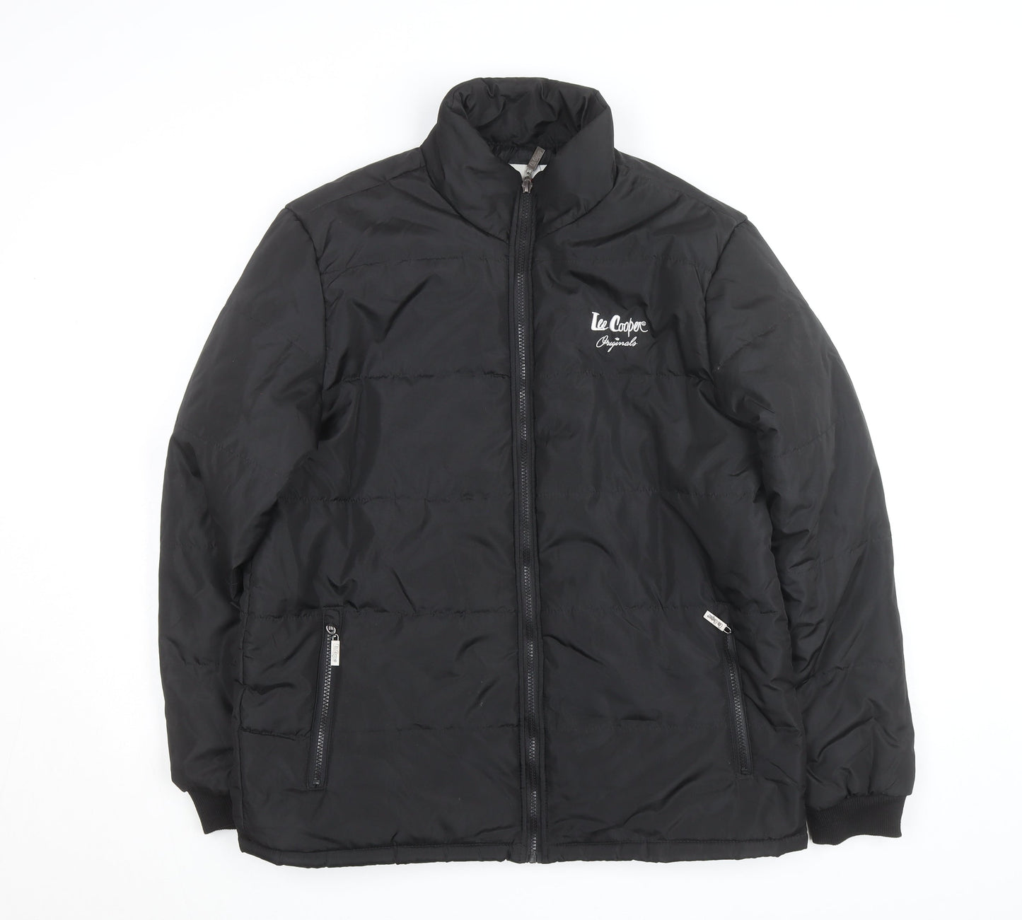 Lee Cooper Men's Black L Puffer Jacket Full Zip Insulated Winter Coat