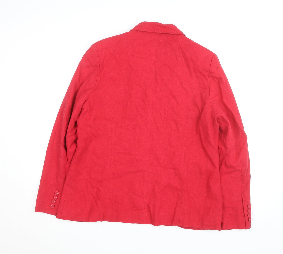 Paco Boutique Women Red Linen Blend Single-Breasted Blazer Size L