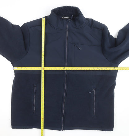 Back view of Dunnes Men's Navy Blue XXL Fleece Softshell Full Zip Jacket