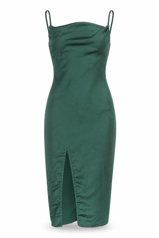PRETTYLITTLETHING Women’s Green Bodycon Midi Slip Dress UK 6