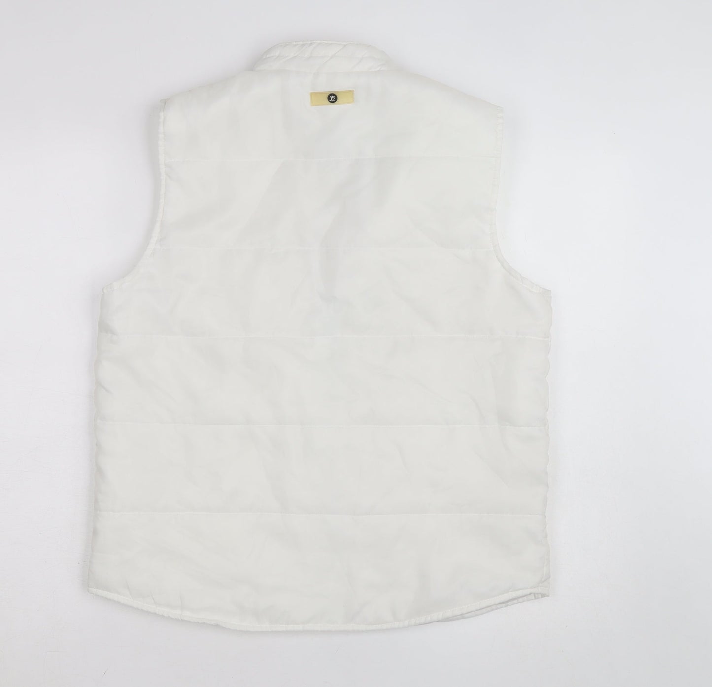 YS Womens White Puffer Sleeveless Waistcoat S Polyester Zip Vest