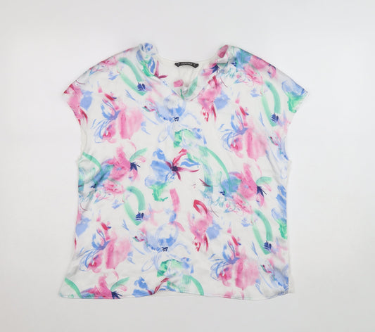 Dunnes Women’s Multicoloured Floral Short Sleeve Blouse - Size M