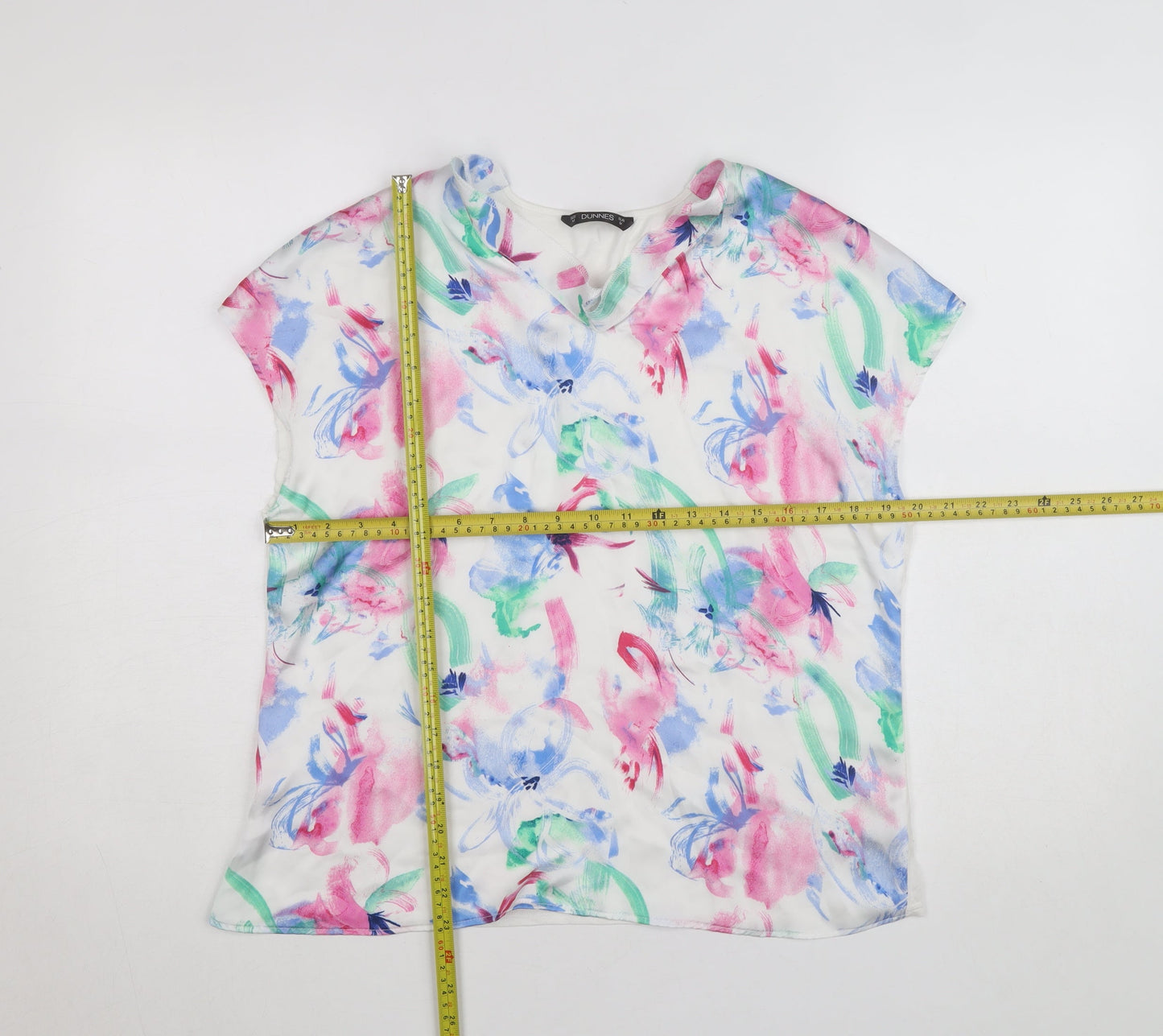 Dunnes Women’s Multicoloured Floral Short Sleeve Blouse - Size M