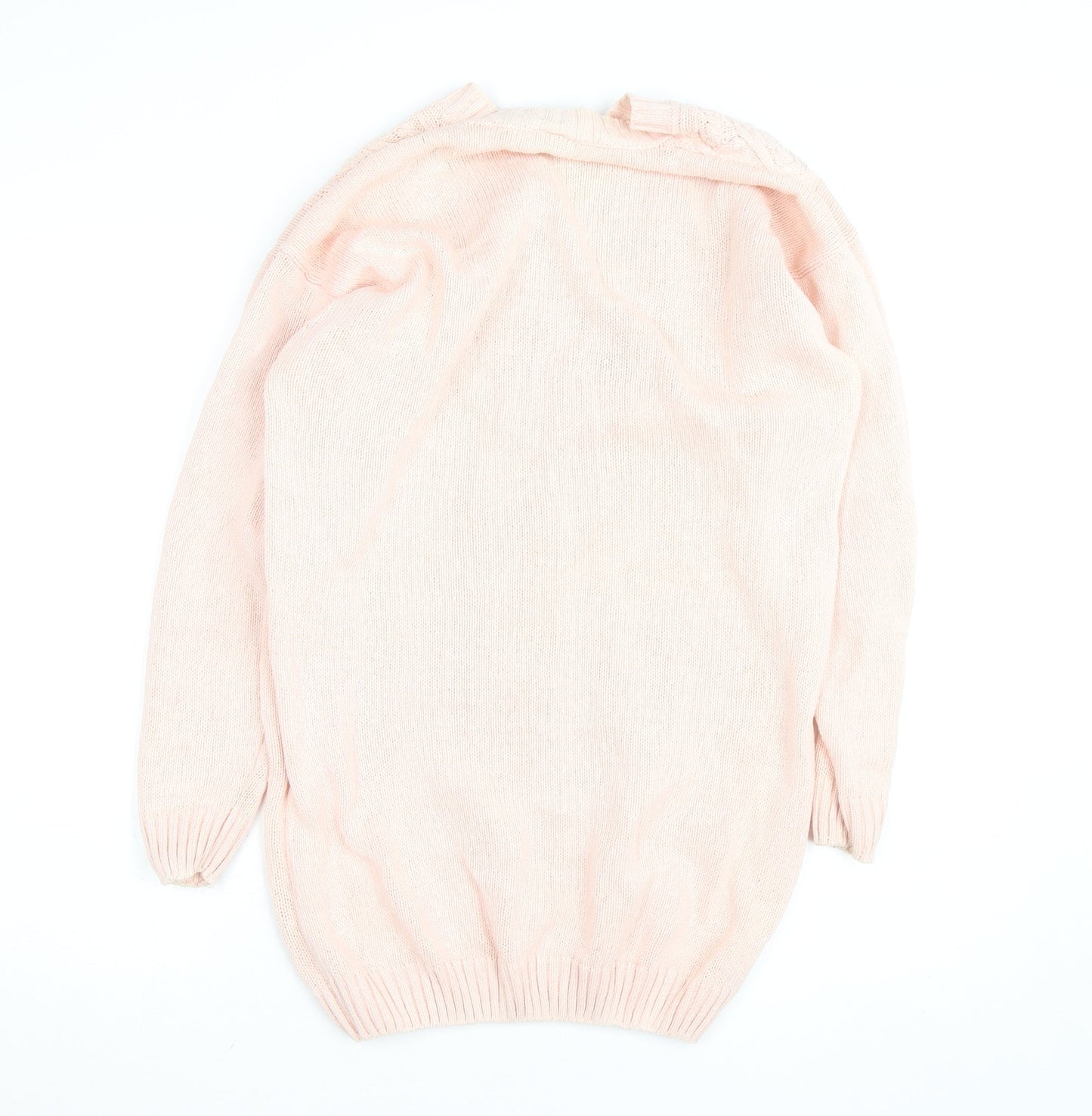 Dash Women's Pink V-Neck Cable Knit Long Sleeve Jumper Size 10