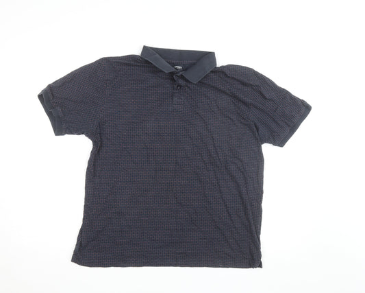 Dunnes Stores Men's Blue Polka Dot Collared Cotton T-Shirt L