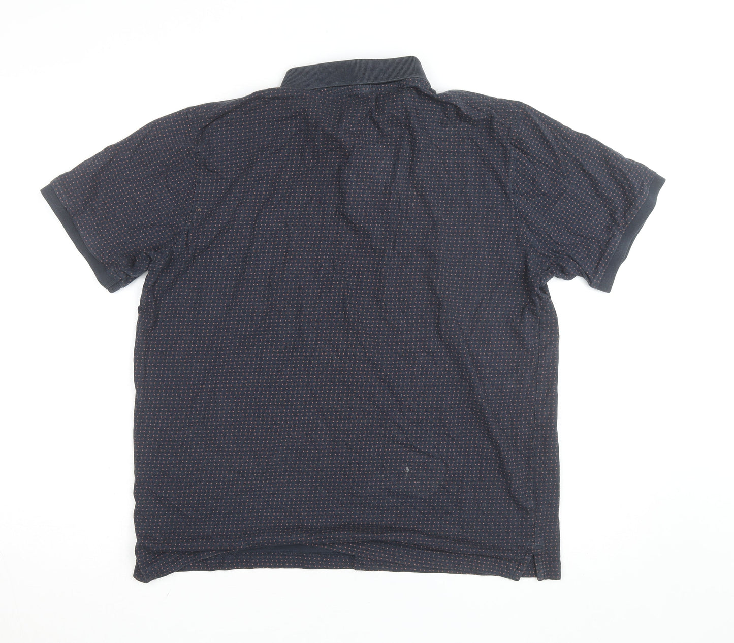 Dunnes Stores Men's Blue Polka Dot Collared Cotton T-Shirt L
