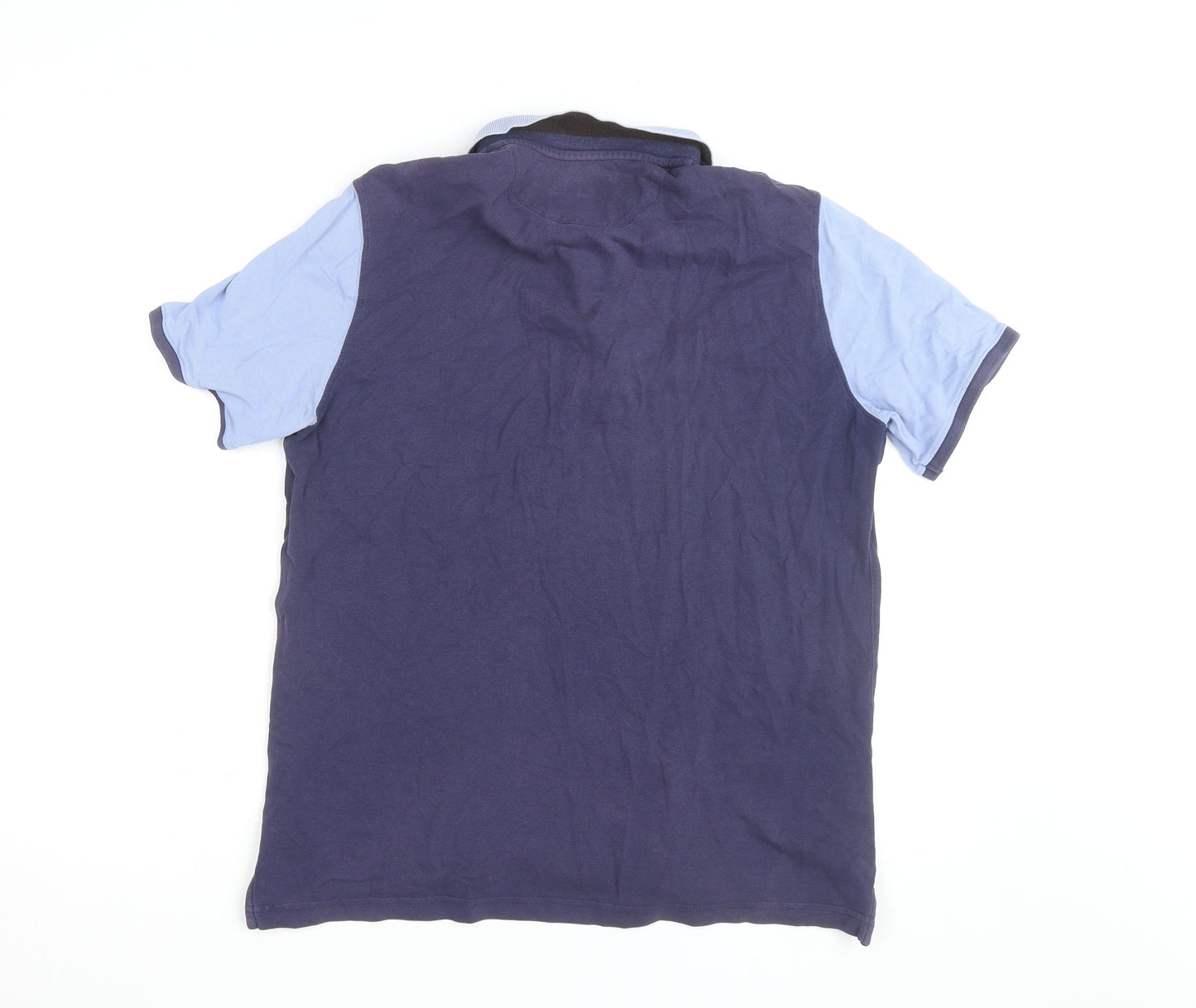 Massimo Dutti Men's Blue Polo Shirt Medium Cotton Short Sleeve