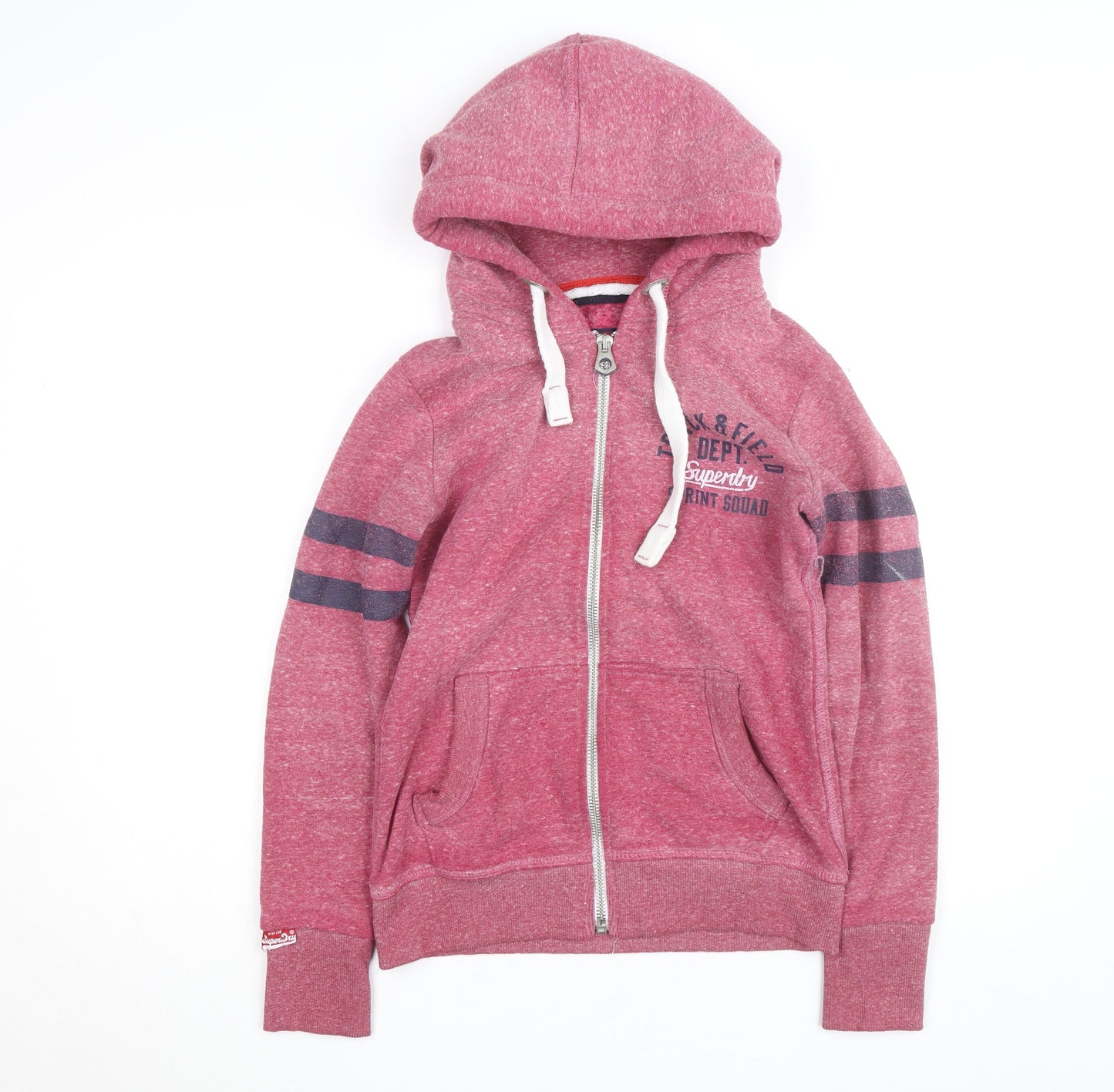 Superdry Men's Pink Full Zip Hoodie Size S Regular Fit Track & Field