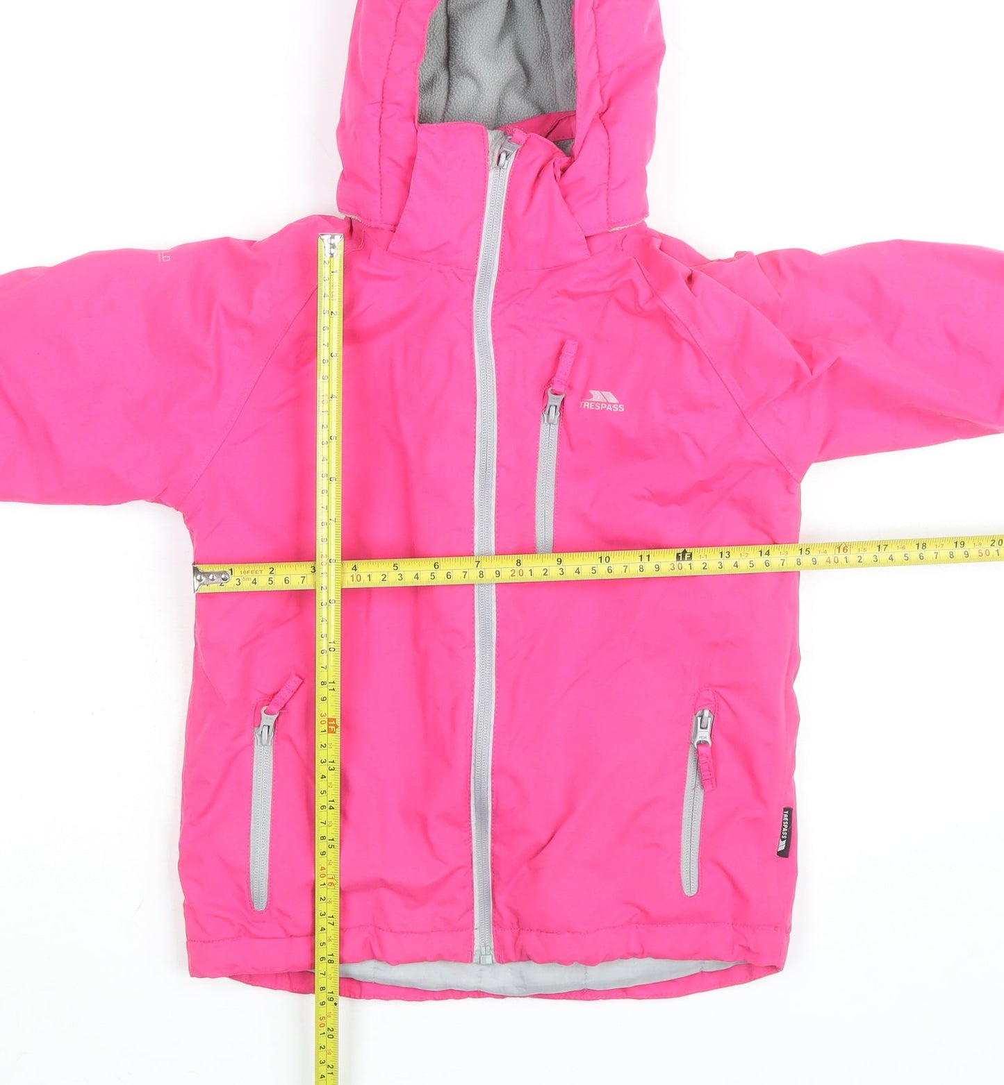 Trespass Girls Pink Waterproof Hooded Rain Coat Jacket 5-6 Years