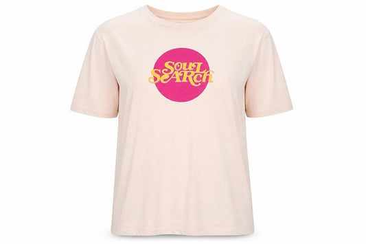 ADPT Women’s Beige Soul Search Retro Print T-Shirt Size L