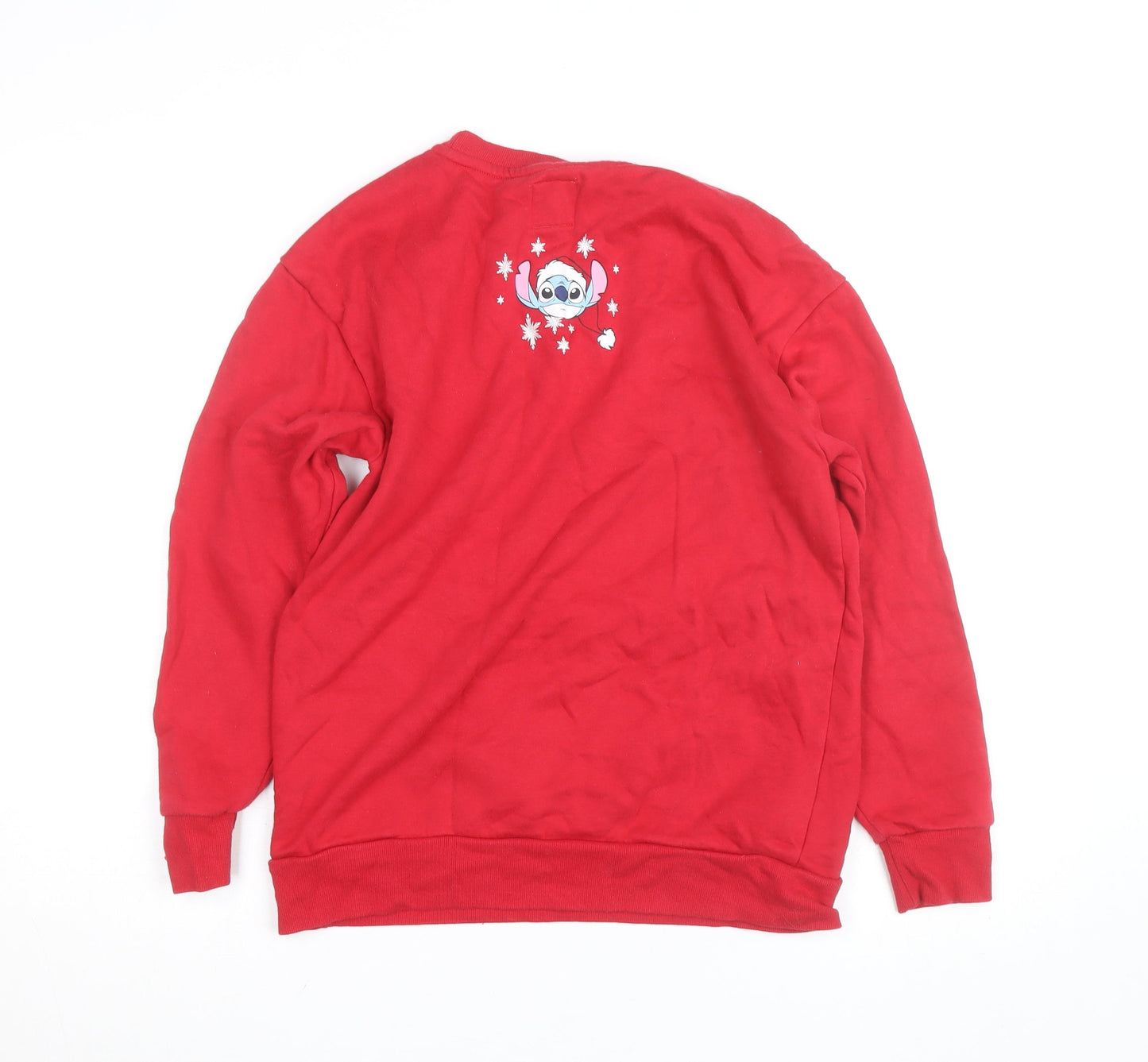Disney Stitch Girls Red Christmas Sweatshirt 12-13 Years Pullover Crew Neck