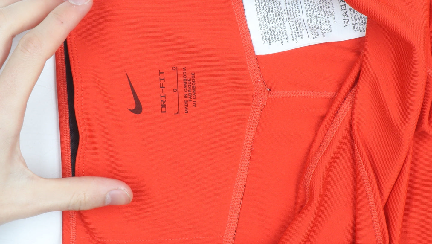 Nike Women's Orange Dri-FIT Leggings L Ankle Length Activewear