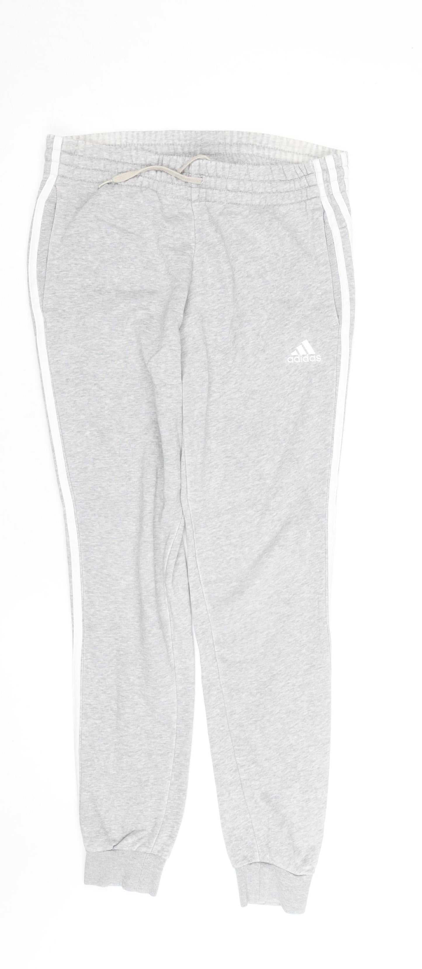 Adidas Womens Grey XS Tapered Track Pants with Side Stripes