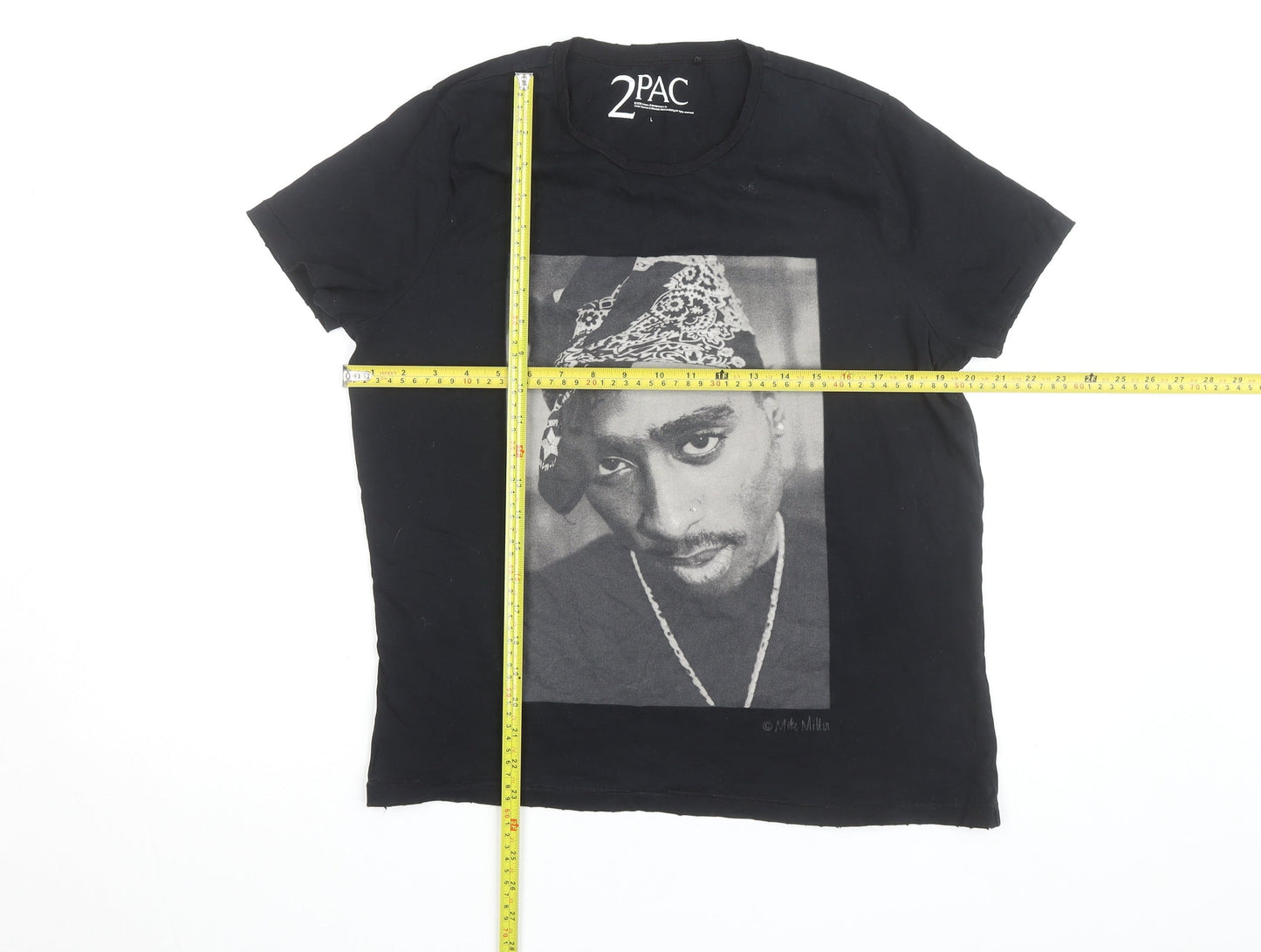 2PAC Unisex Black Cotton Graphic T-Shirt L Hip Hop Music Tee